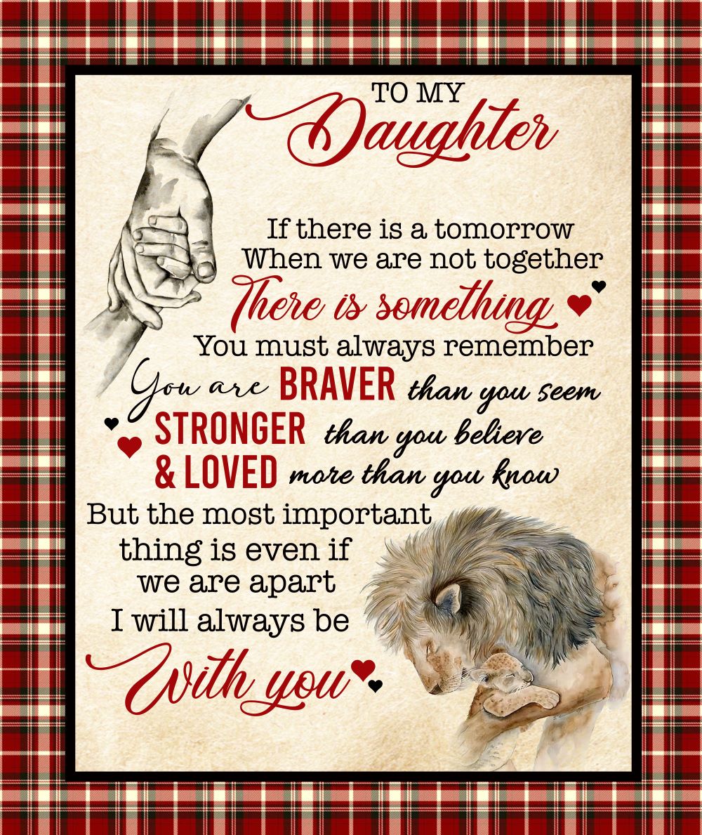 Personalized Gift for Daughter • Parent and Child Embrace •Custom Blanket with Message • Birthday Gift to Daughter from Dad or Mom • Christmas or Special Occasions – With or Without Name
