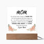 Thank You Mom | Mother's Day, Birthday, Christmas | Square Acrylic Plaque