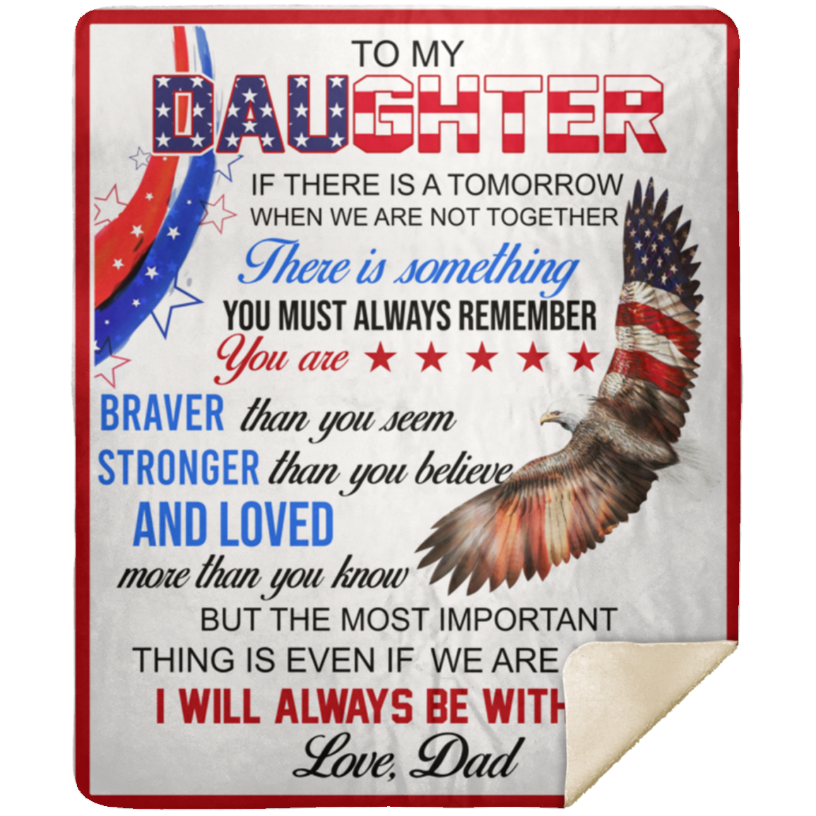 All American Daughter | Love Dad |Sherpa Blanket 50x60