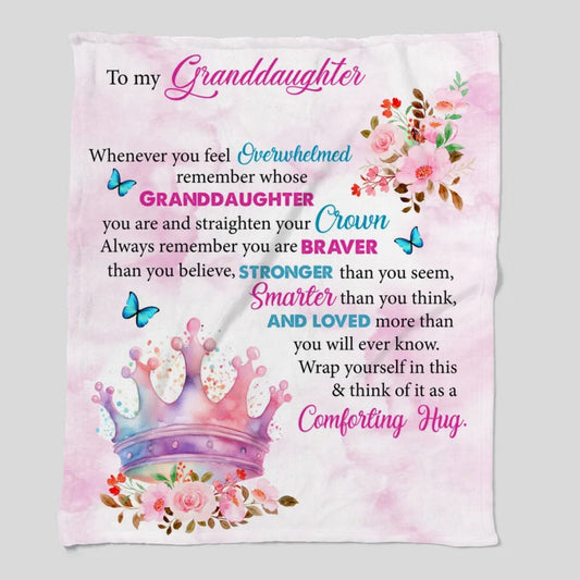Personalized Gift for Granddaughter Custom Crown Blanket with Message •Birthday Gift For Granddaughter from Grandpa or Grandma, Holidays, Special Occasions •Cozy Plush Fleece Blanket – 50×60