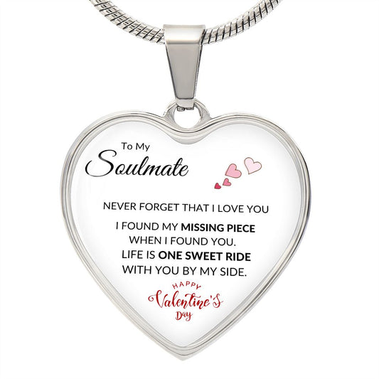 Soulmate | Life Is One Sweet Ride With You By My Side | Heart Necklace