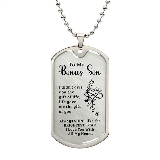 Bonus Son  Necklace | Dog Tag