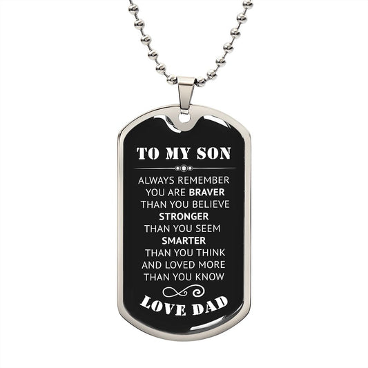 Son Necklace | Brave | Strong | Smart | Loved