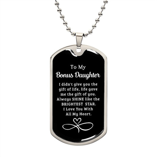 Bonus Daughter Necklace | Dog Tag