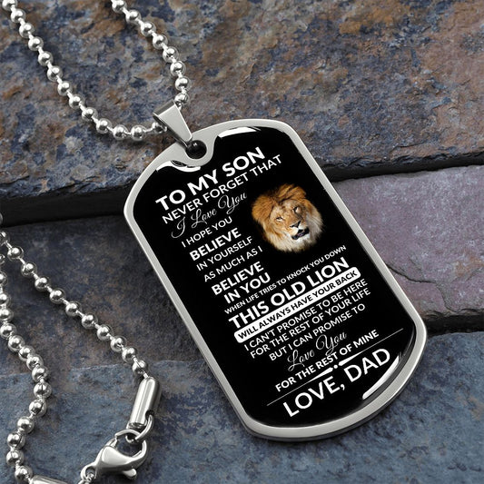 To My Son | Love Dad | Old Lion | Dog Tag | Brn