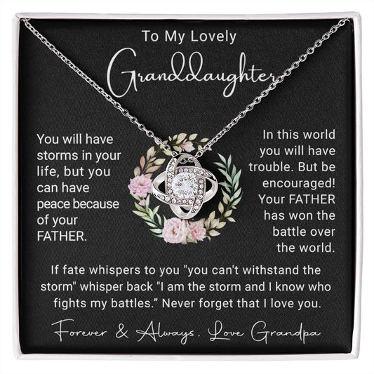 Granddaughter Necklace | Peace In The Midst of The Storm | Love Grandpa