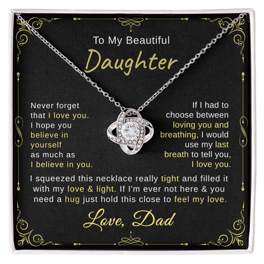 Daughter Necklace | Love Knot | Never Forget That Love You | Dad
