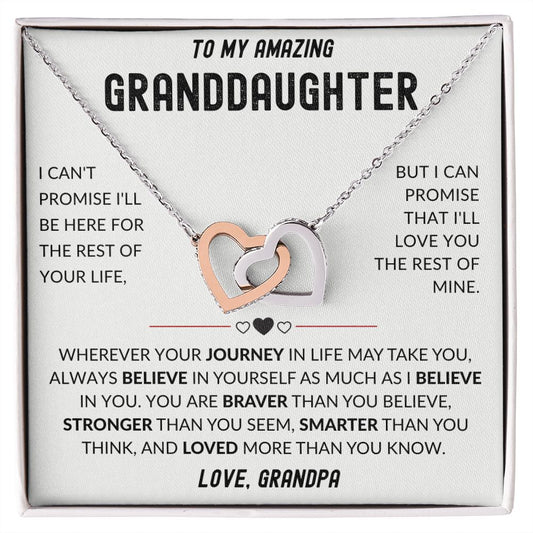 Granddaughter Necklace | Love Grandpa | Interlocking Hearts