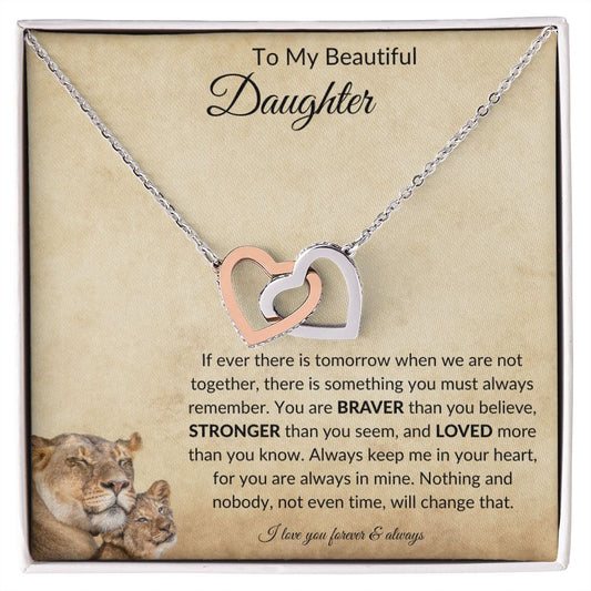 To My Lovely Daughter | Interlocking Hearts Necklace