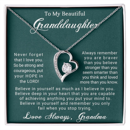 Granddaughter Necklace | Be Strong and Courageous | Hope In The Lord | Love Grandma