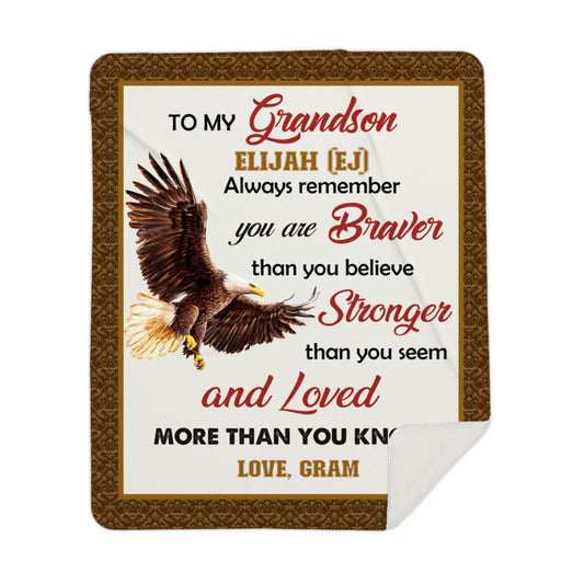 Personalized Gift for Grandson • Custom Blanket with Message • Birthday Gift to Grandson from Grandpa or Grandma • Christmas or Special Occasions – With or Without Name